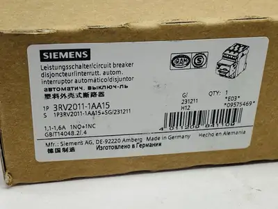 3RV2011-1AA15 | Siemens  Sirius Motor Protection Circuit Breaker 1.1-1.6A 600V - New