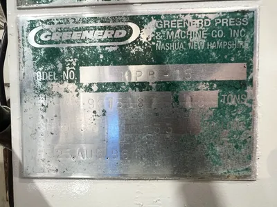 USED 1996 GREENERD PRESSES GREENERD HPB-15 PRESS