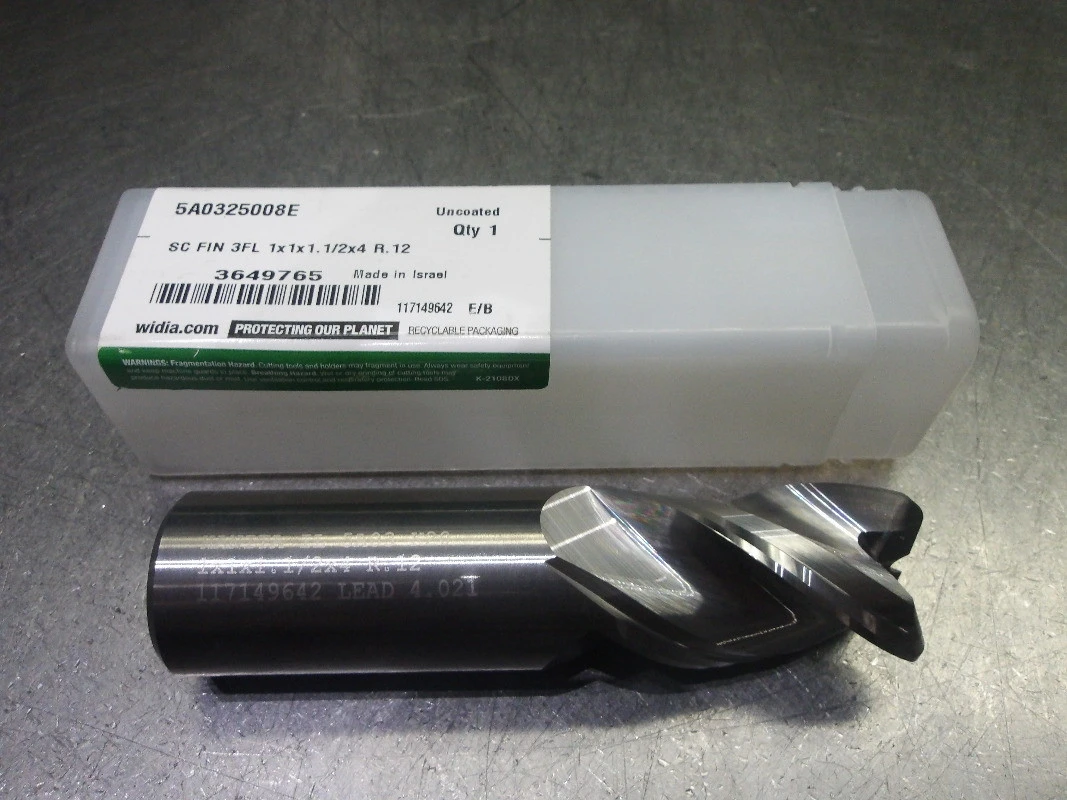 Widia/Hanita 1" 3 Flute Carbide CR Endmill 1" Shank .12" R 5A0325008E (LOC2313A)