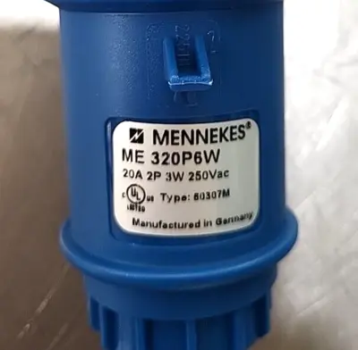 Mennekes 320P6W plug 60307mz 20A 2P 3W 250VA Loc4E-29