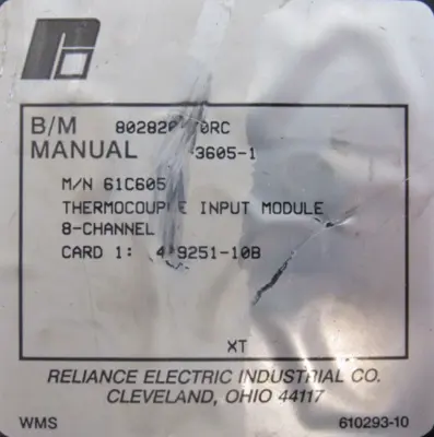 USED RELIANCE ELECTRIC 61C605 INPUT MODULE