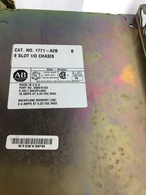 Allen-Bradley 1771-A2B 8 Slot I/O Chassis PLC Processor Power Supply & Cards Key