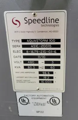 USED ELECTROVERT AQUASTORM 100