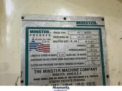 1995 MINSTER P2-150-Geared Straight Side Mechanical Stamping Presses | Rygate LLC (4)