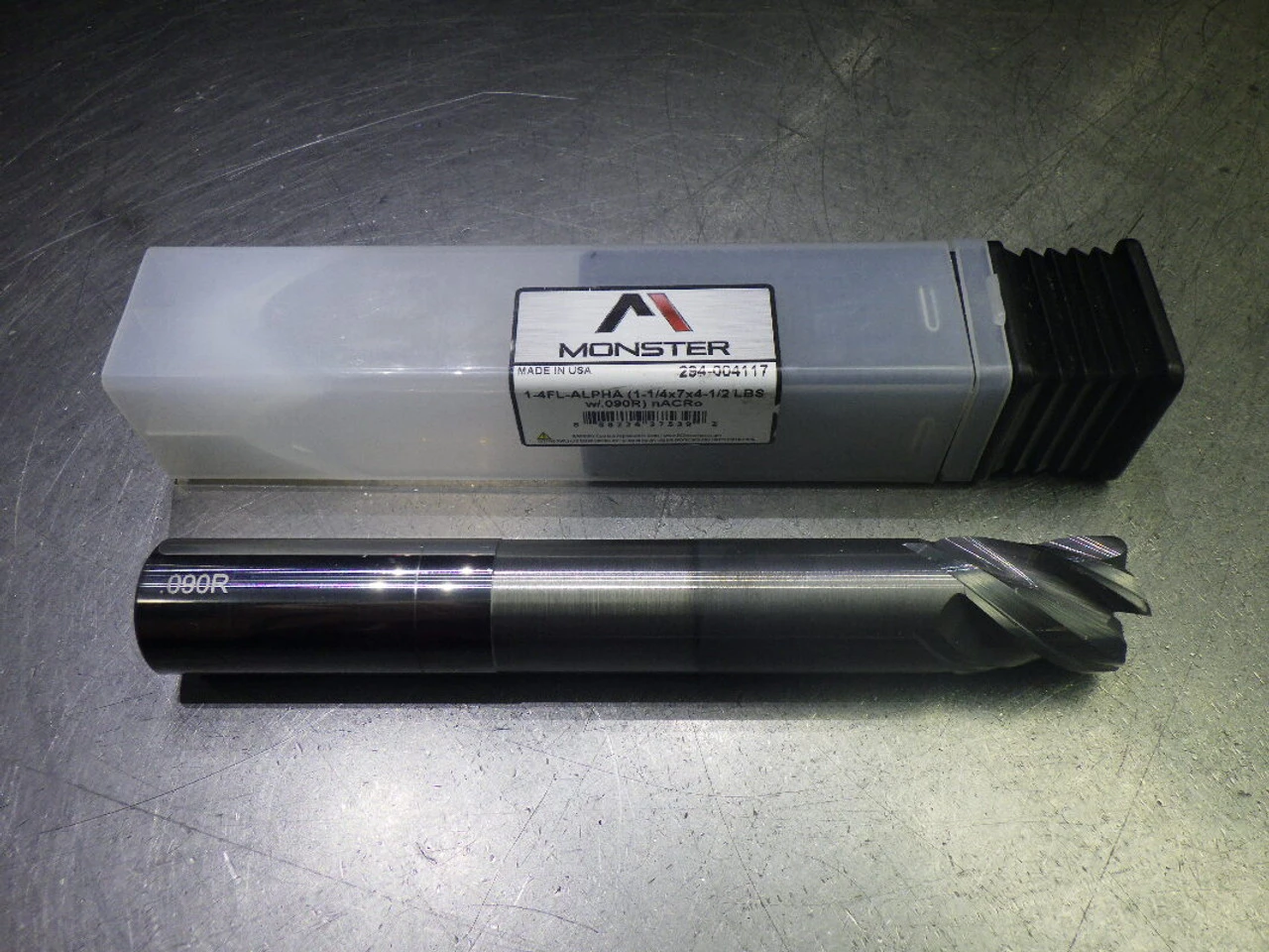 Monster 1" 4 Flute Carbide CR XL Endmill 1" Shank .09" R 294-004117 (LOC1062A)