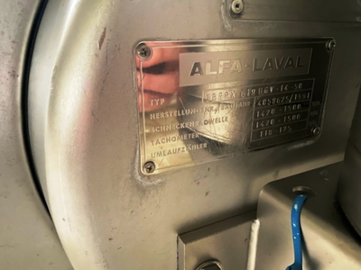 Alfa-Laval BBRPX 618 HGV-14-50 hermetic bactofuge, 316SS.