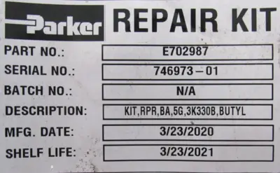 NEW PARKER E702987 ACCUMULATOR REPAIR KIT 5G