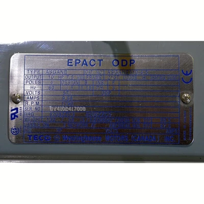 Teco Westinghouse 10 HP Motor