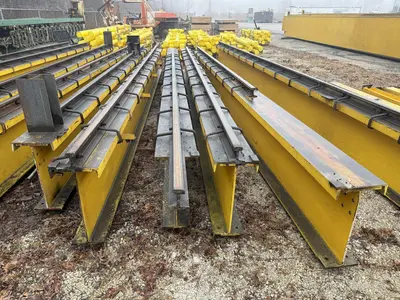 150’ LONG X 15 TON CRANE RUNWAY SYSTEM, INCLUDES I-BEAM RUNWAY & UPRIGHTS: YOBRO #24732