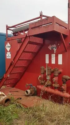 USED 29 M3 (182 BBL) SKID MOUNTED 2 COMPARTMENT MUD TANK
