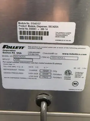 Follett 50CI425A-L Symphony Air Cooled Ice Maker and Water Dispenser Refurbished