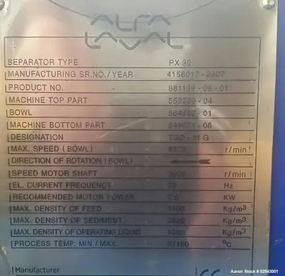 USED ALFA LAVAL PX-30