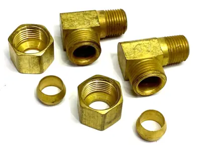 None | Brass Elbow Compression Fitting 8mm OD Tube to 7/16-20 NPT Male Thread LOT OF 2 - New Other