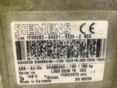 USED SIEMENS 1FK6083-6AZ21-9ZZ9-Z S03