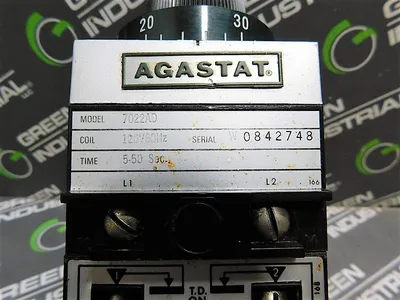 Agastat 7022AD Timing Relay 120V60Hz 5-50 Sec.120/240VAC, 600VAC, 30VDC 15A Used