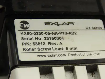 Exlar KX60-0230-05-NA-P10-AB2 Linear Screw Actuator 230mm Stroke 5mm Lead