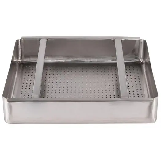 19 1/2" x 19 1/2" x 4" 18-Gauge Stainless Steel Scrap / Pre-Rinse Basket with St