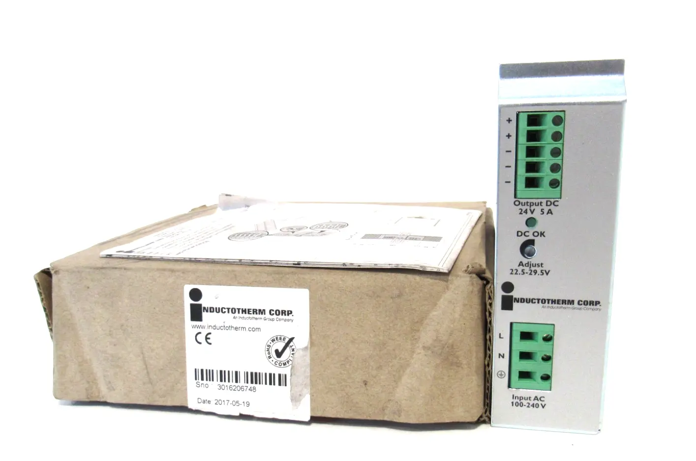 NEW INDUCTOTHERM CORP. IND-PS/1AC/24DC/5 POWER SUPPLY 817661 INDPS1AC24DC5