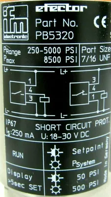 NEW EFECTOR PB5320 PRESSURE SENSOR PB-500PSBU76-HFPKG/US/V