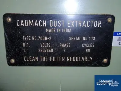 USED Cadmach 5 SQ FT CADMACH DUST COLLECTOR, C/S
