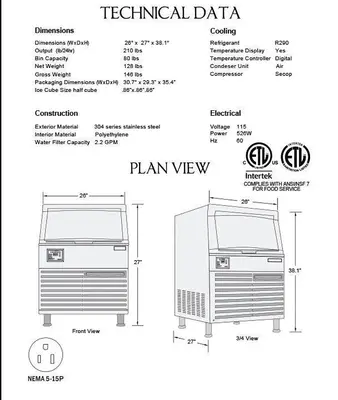 New | in-Stock NORTH POLE 210 Ice Machines Florida US | BAM Discount Restaurant Equipment #1229845