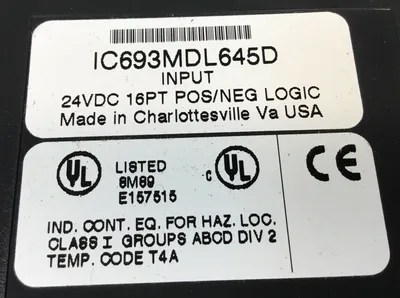 GE FANUC IC693MDL645D INPUT MODULE 24VDC 16PT POS/NEG LOGIC 3D-25