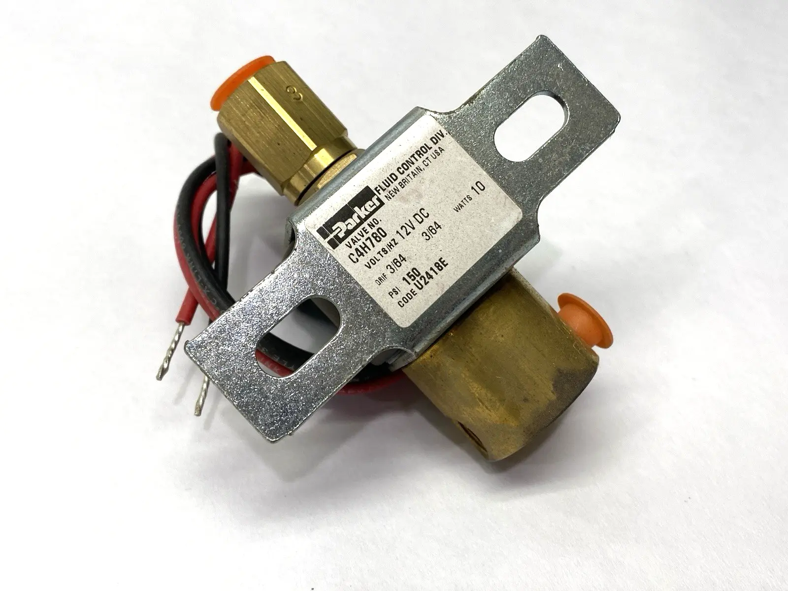USED PARKER SOLENOID VALVE 3-WAY 150PSI 12VDC SHELFWARE