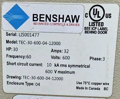 Used BENSHAW TEC-30-600-04-12000 Starters Saskatchewan CA | Certified Sales and Rentals #1636927