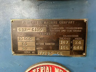 USED LITTELL MATERIAL HANDLING MACHINERY 632-C100