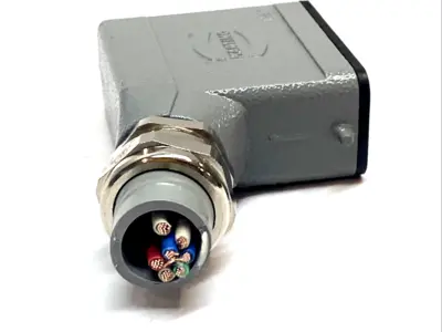 USED HARTING SIDE ENTRY LOW PROFILE HOOD W/ 09330102601 INSERT CONNECTOR
