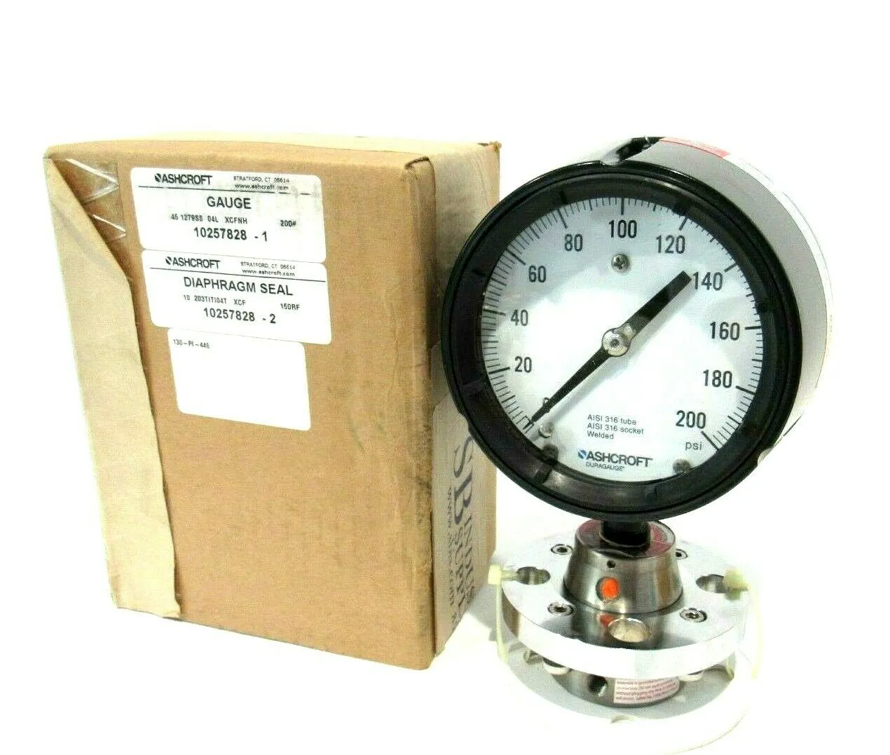 NEW ASHCROFT 45-1279SS-04L 0-200 PRESSURE GAUGE 451279SS04L