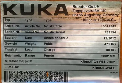 Used 2012 KUKA KR60 JET Robots Michigan US | RAB Industries, Inc. #184048