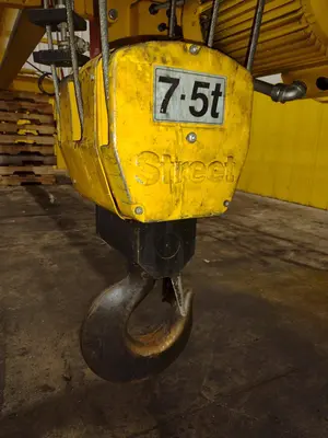 7.5 TON x 27' DESHAZO SINGLE GIRDER TOP RUNNING BRIDGE CRANE WITH STREET UNDERSLUNG HOIST: YOBRO 24991