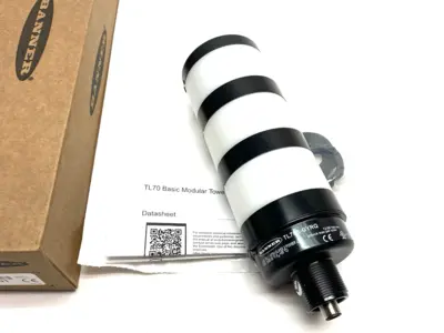 USED BANNER ENGINEERING 70MM BASIC TOWER LIGHT, 3-COLOR INDICATOR, BLACK HOUSE 814501