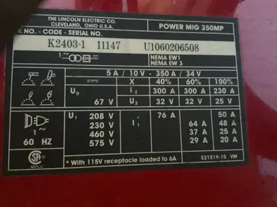 Used LINCOLN ELECTRIC POWER MIG 350MP Mig Welders Ohio US | HGR 24 #1343907