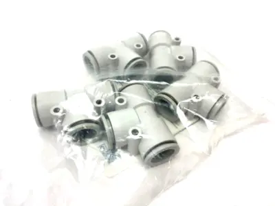 NEW SMC PUSH-TO-CONNECT UNION TEE FITTING 16MM LIGHT GRAY