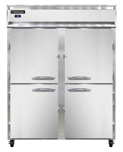 Continental 2RESNSSHD 57" Two Section Reach In Refrigerator, (4) Left/right Hinge Solid Doors, Top Compressor, 115v
