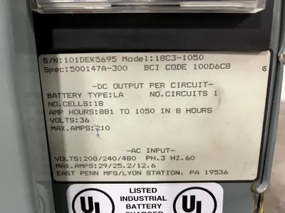 Deka Automatic Battery Charger, Model 18c3-1050