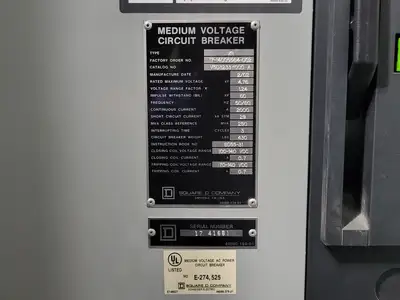 2000 Amps, 4760 Volts, 3 Phase Switchgear Unit