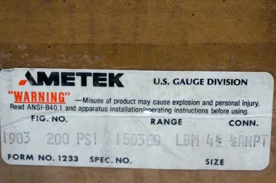 NEW AMETEK 150360 PROCESS GAUGE 1903 200PSI LBM 4 1/2"