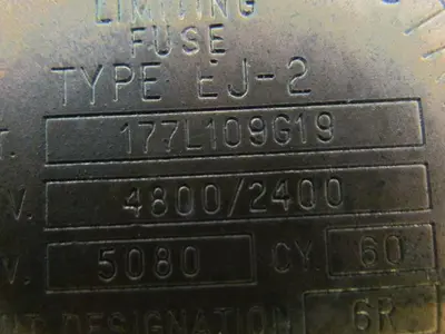 General Electric 177L109G19 Type EJ-2 Current Limiting Power Fuse