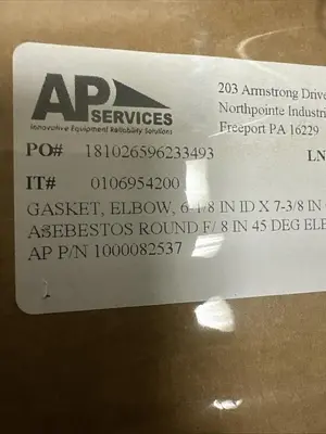 AP Services,0106954200,Elbow Gasket 6-1/8"x7-3/8"x1/4" Thick