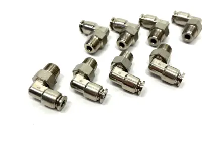 None | Stainless Steel Swivel Snap-Connect Elbow Fitting 4mm OD 1/8" Thread LOT OF 8 - New Other