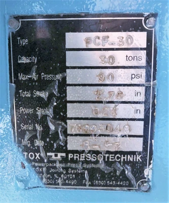 USED TOX PRESSOTECHNIK TOX PRESSOTECHNIK PCF-30 PRESS