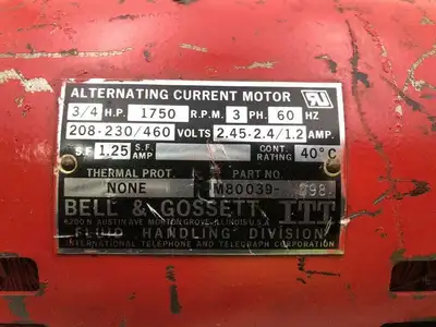 Bell & Gossett 186863 3/4HP Circulator Pump Motor & Head 1750RPM 3PH