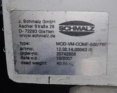 USED 2007 SCHMALZ MOD-VM-COMF-500/750