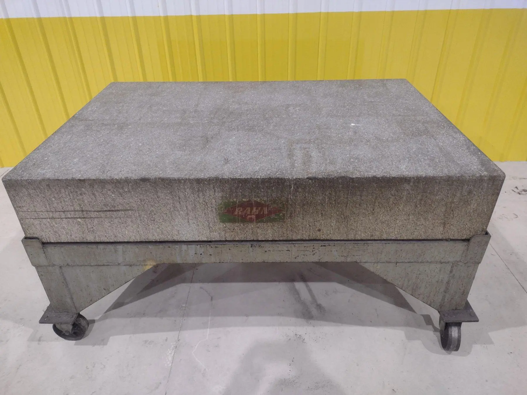72" X 48" X 12" RAHN GRANITE SURFACE PLATE ON TABLE W/ CASTERS : STOCK 20059