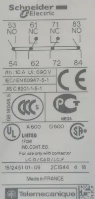 Schneider Electric LADN20 Auxiliary Contact Block JIS C 8201-1-5-1 Loc4C16