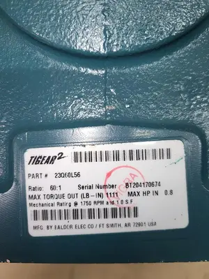 New | in-Stock TIGEAR 2 TIGEAR-2 RIGHT ANGLE WORM GEAR REDUCER 23Q60L56 60:1 RATIO *NEW NO BOX* Speed Reducers | ND Industrial Surplus #1225359