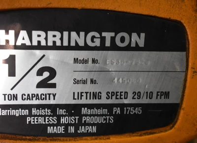 HARRINGTON ES3B-7928 Hoists | Mohawk Machinery (2)